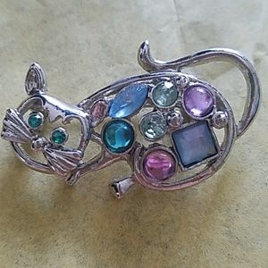 NWOT Cat brooch with glass cabochons